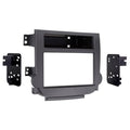 Black Double DIN dash kit bezel frame with mounting brackets and rectangular opening