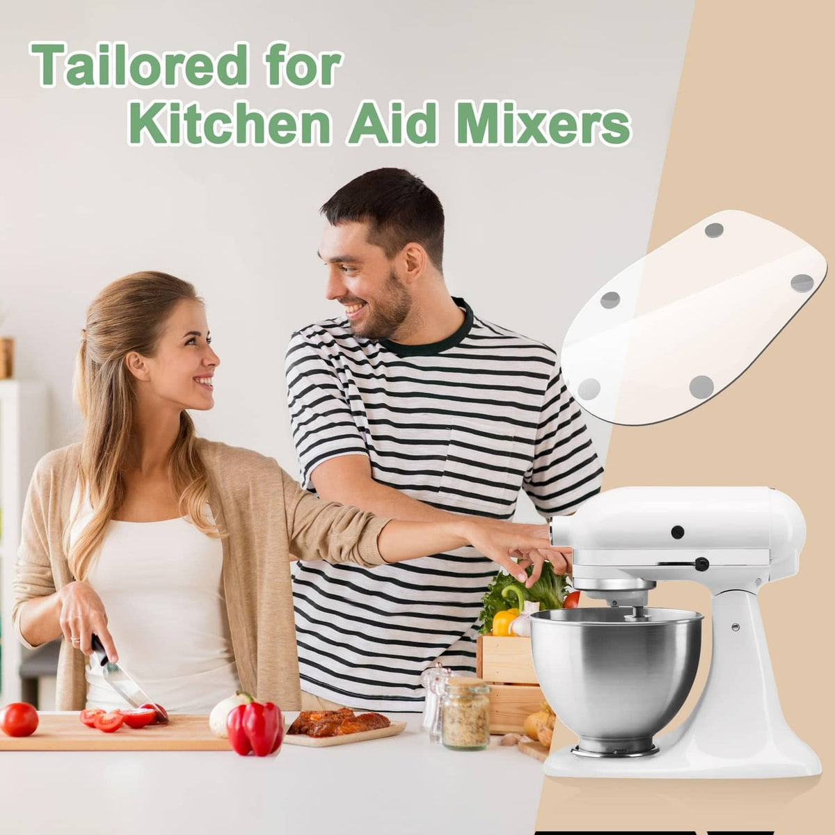 White oval mixer moving mat tailored for KitchenAid stand mixers under the base