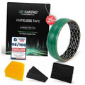 Knifeless tape kit with green roll, black and yellow squeegee, and accessory blocks.