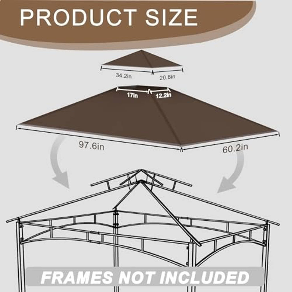 Brown canopy roof replacement showing overall dimensions layout and corner frame lines