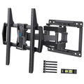 Black full-motion TV wall mount bracket with arms and VESA plate, hardware included