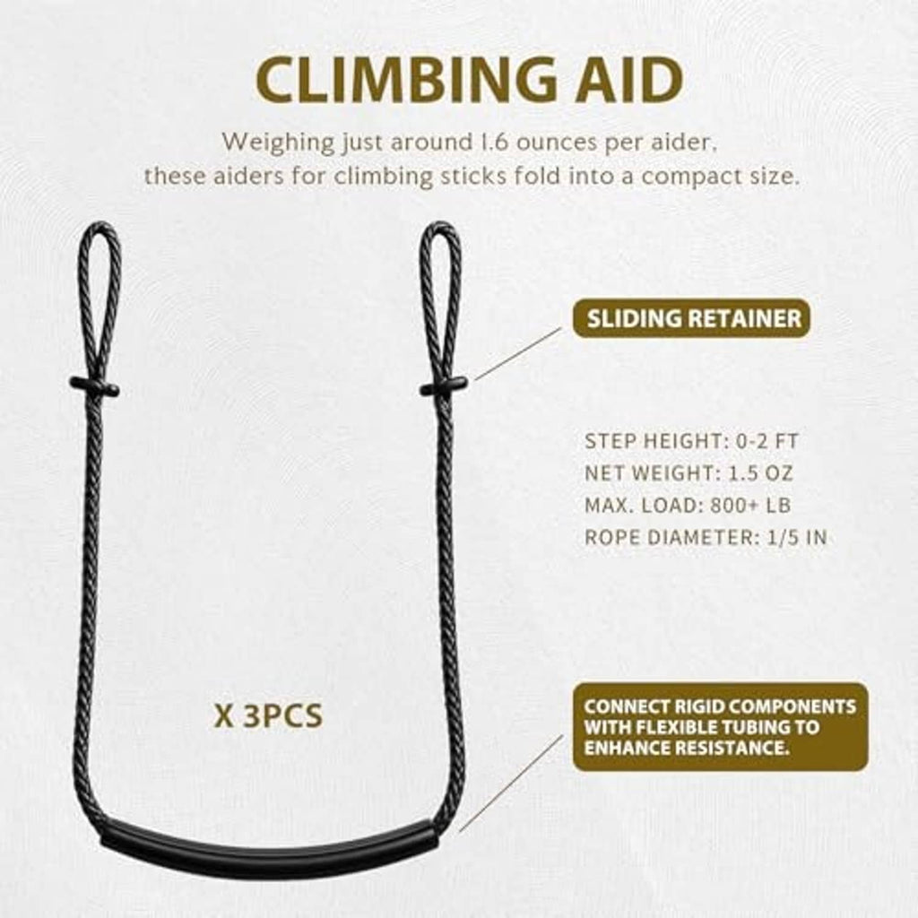Black climbing aid rope loop with sliding retainer and U-shaped base