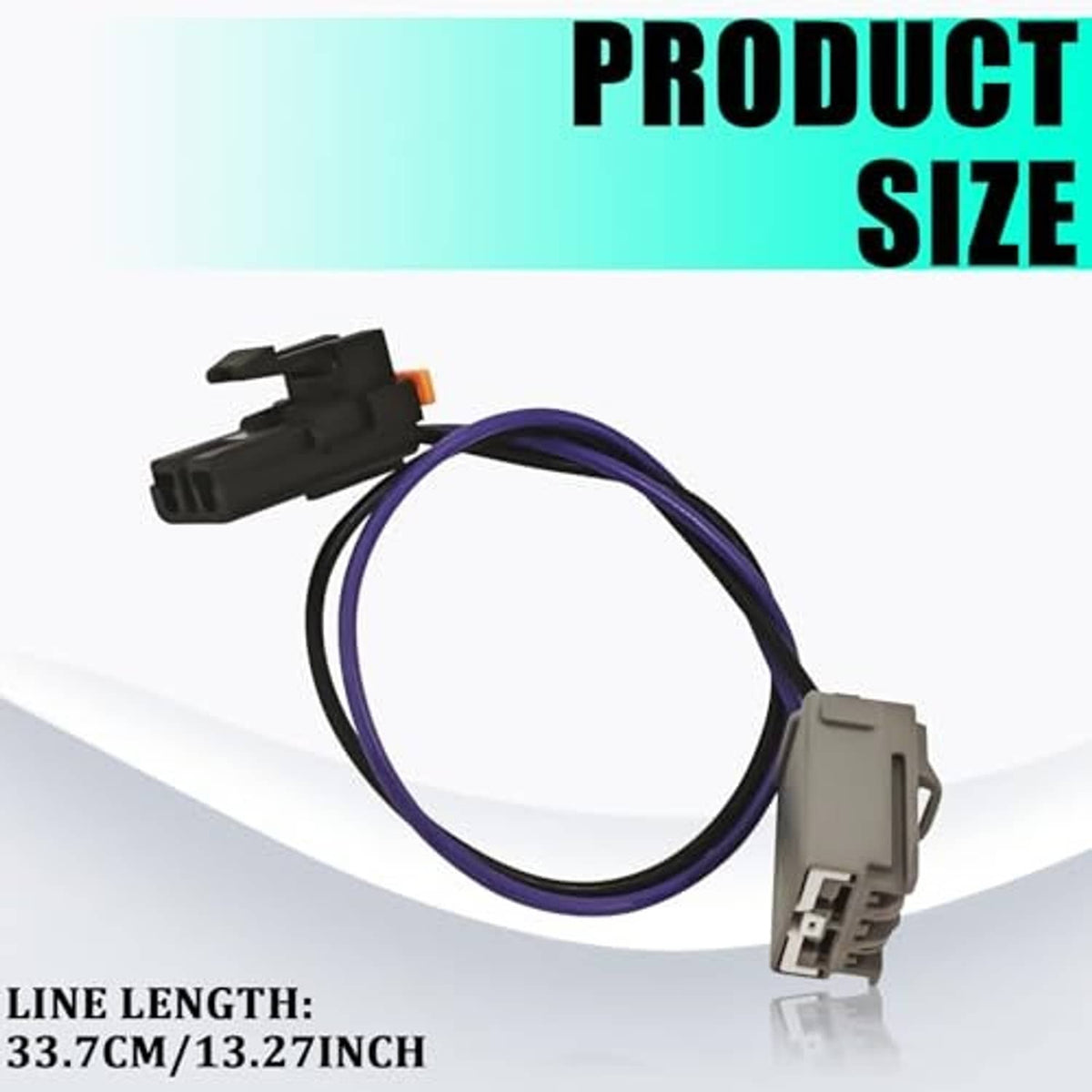 Blower motor resistor wiring harness, purple wire loop, black and gray connector housings