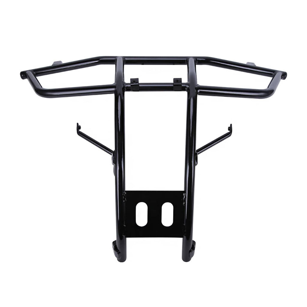 ATV front rack carrier, black steel frame with central plate and two mounting openings