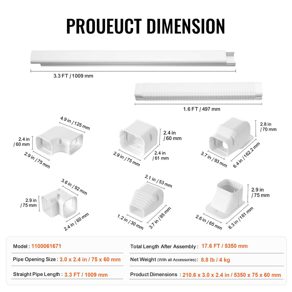 White line set cover kit components with straight covers, elbow fittings, and cable cover insert