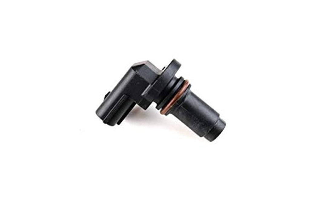 Black camshaft position sensor with electrical plug and metal spring ring