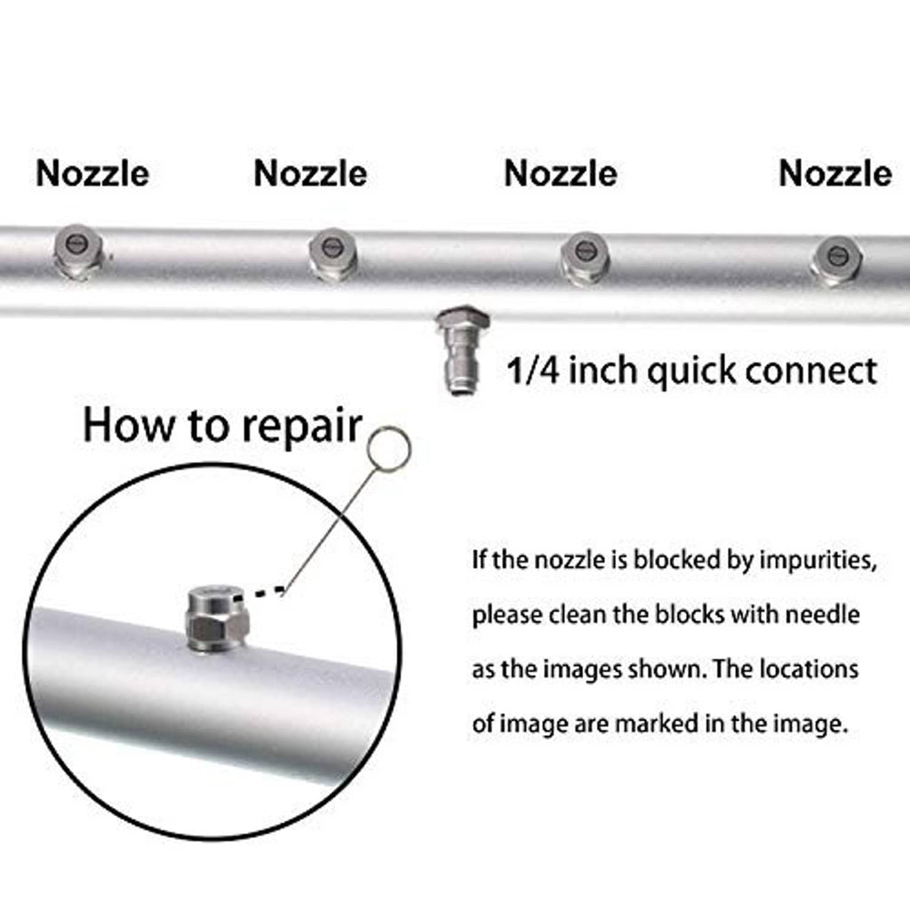 Undercarriage cleaner nozzle bar with 1/4 in quick-connect nozzle for repair