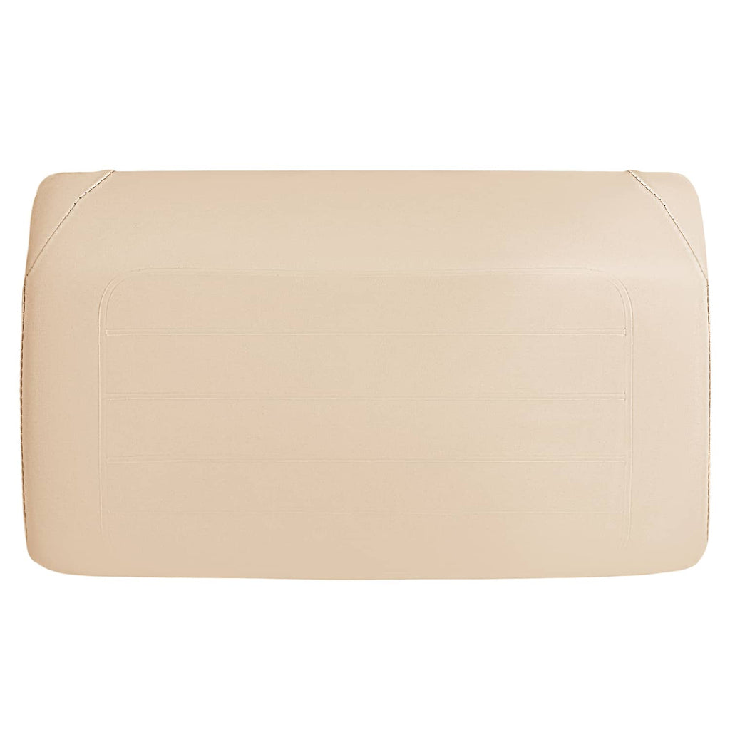 Beige backrest cushion with embossed panel lines and visible edge stitching
