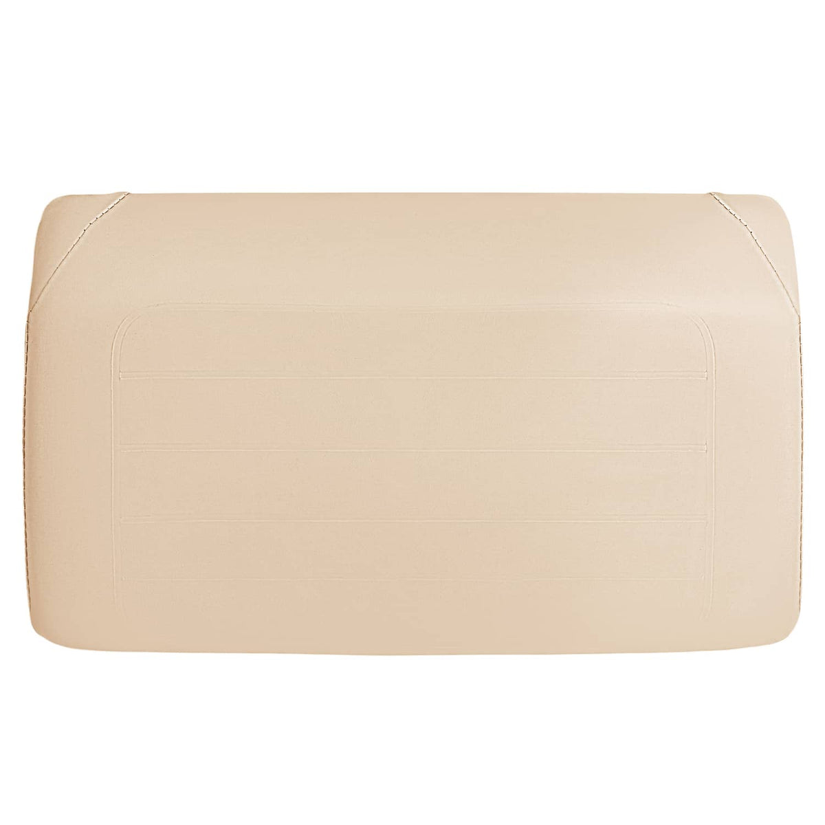 Beige backrest cushion with embossed panel lines and visible edge stitching