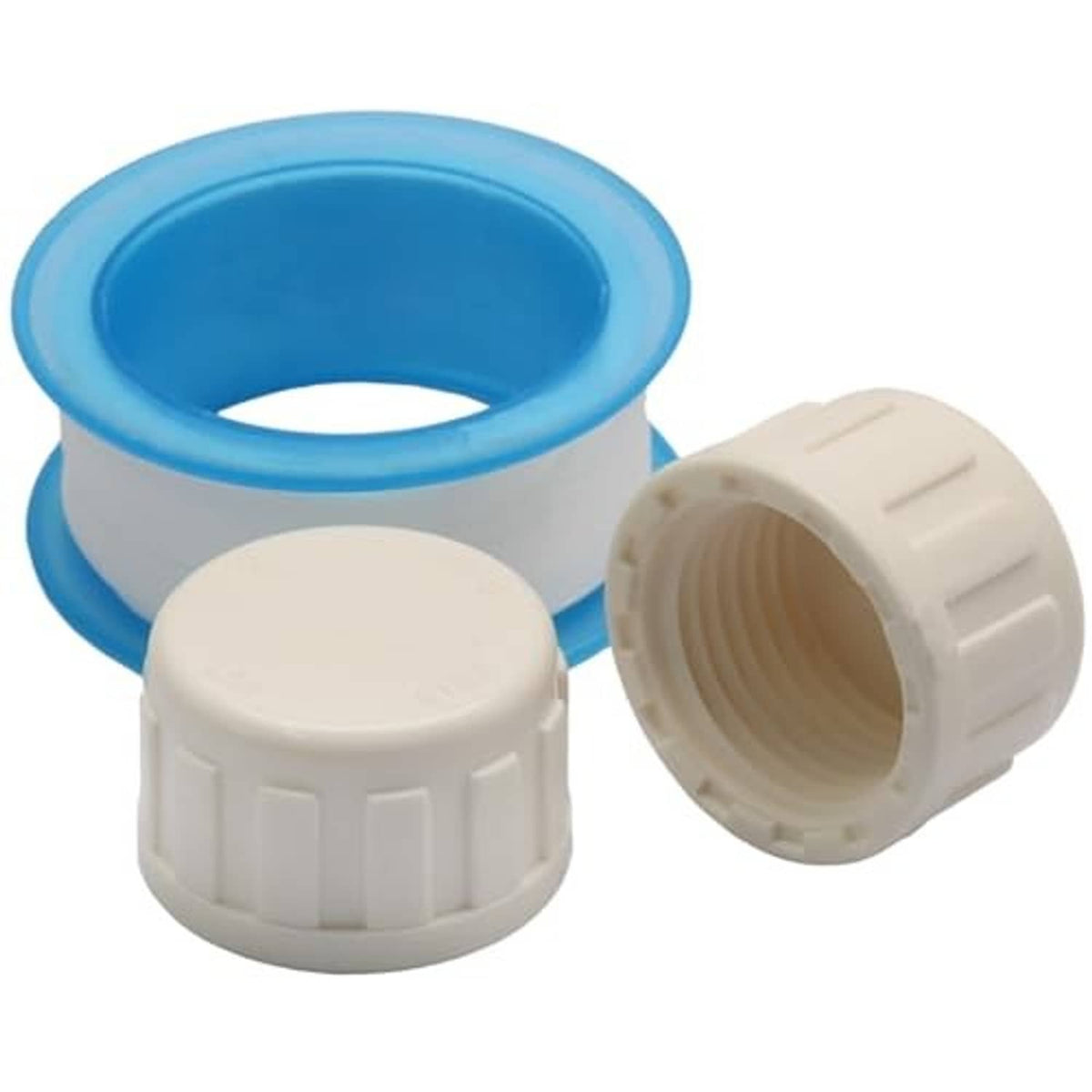 PVC sprinkler pipe caps, white end cap and blue-ring cap for 1/2-inch pipe