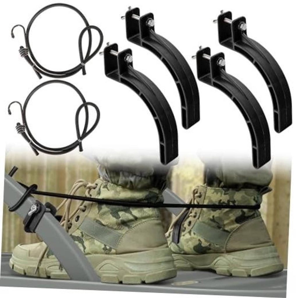 Black climbing stand stirrup brackets with elastic rope loops set of 4 pieces