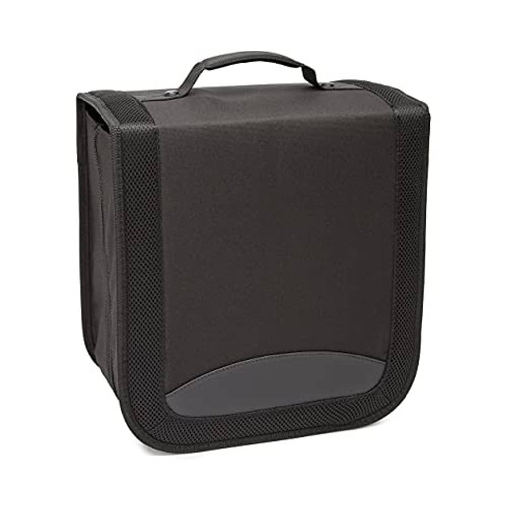 Black CD/DVD binder case with textured sides and front viewing panel