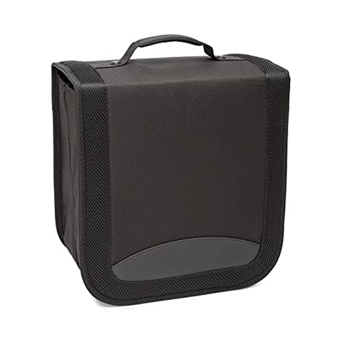 Black CD/DVD binder case with textured sides and front viewing panel
