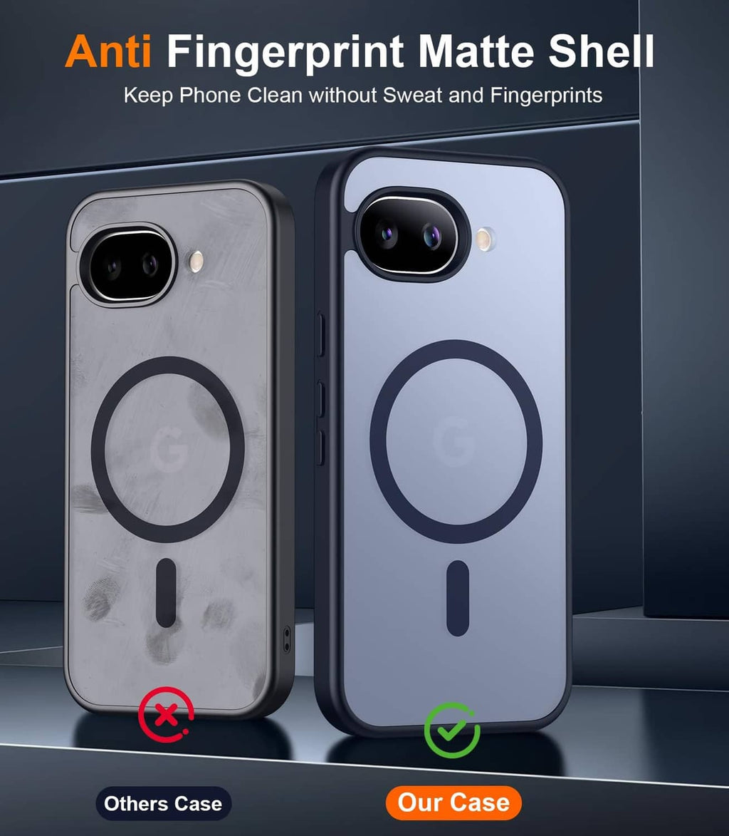 Matte magnetic phone case, anti-fingerprint finish, light gray shell with ring