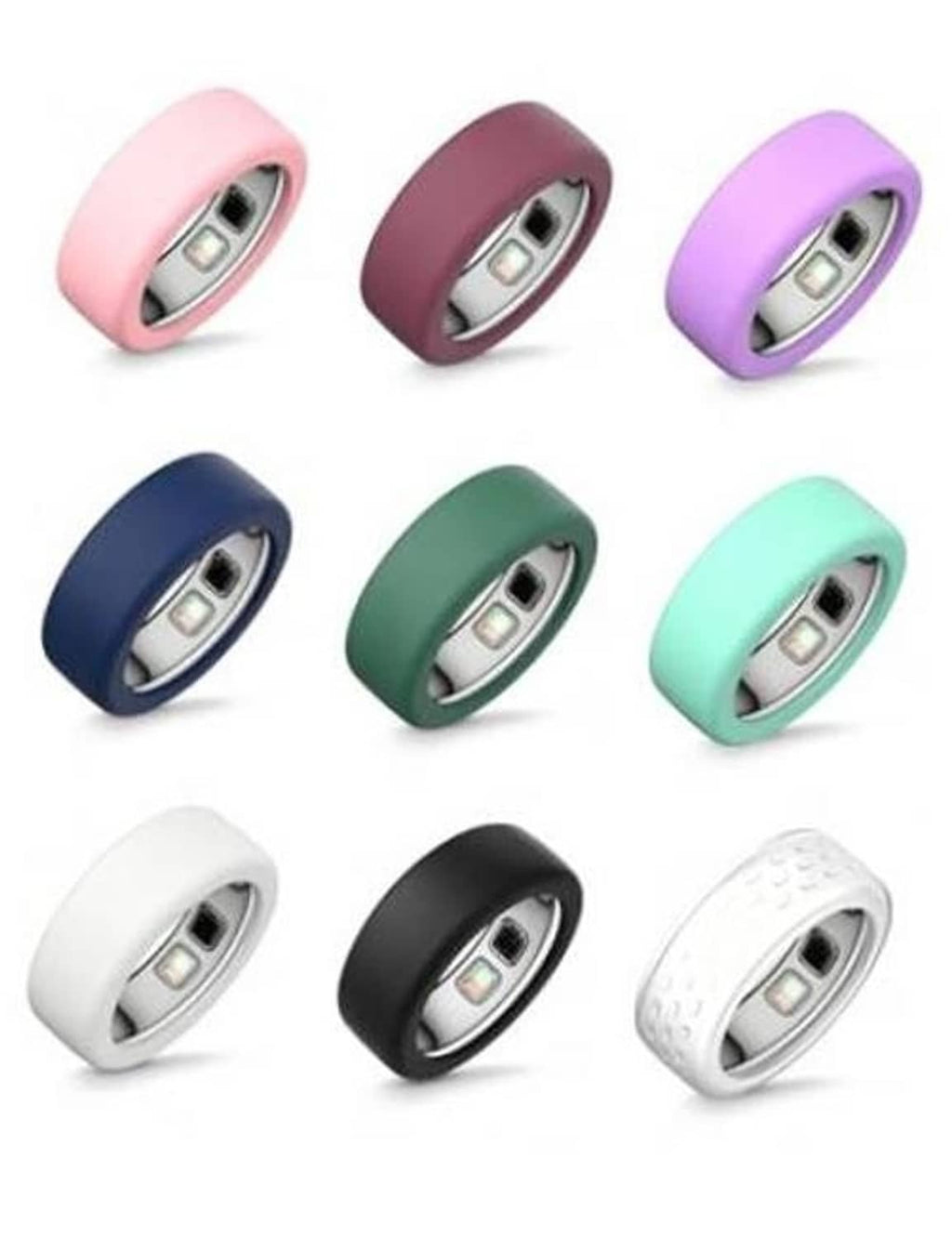 Assorted silicone ring cover sleeves for smart rings in multiple colors