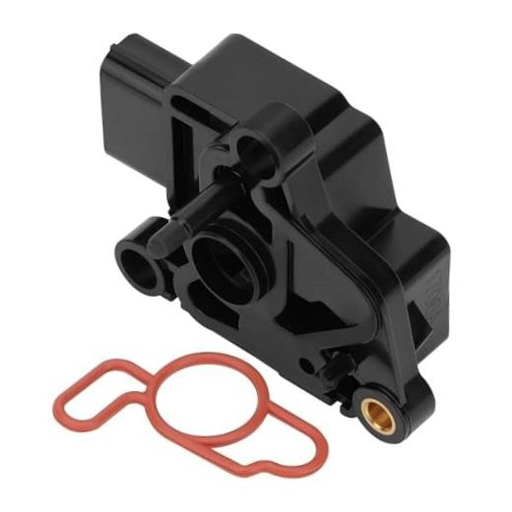 Black throttle position sensor with red gasket and gold mounting pin, compact housing