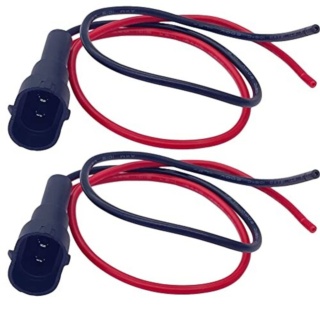Two headlight pigtail connectors with dark blue male housings and red/blue extension leads