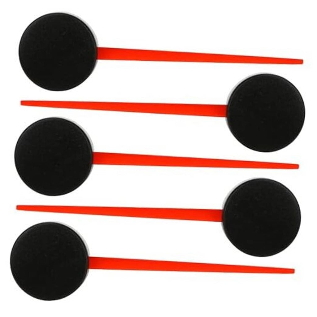 Set of 5 universal speedometer needles with black round caps and red pointer shafts.