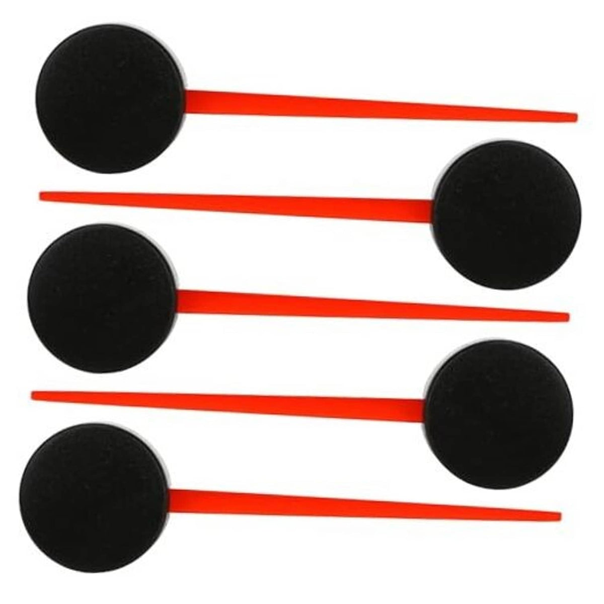 Set of 5 universal speedometer needles with black round caps and red pointer shafts.