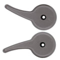 Seat recliner lever handles, dark gray plastic pair with mounting holes