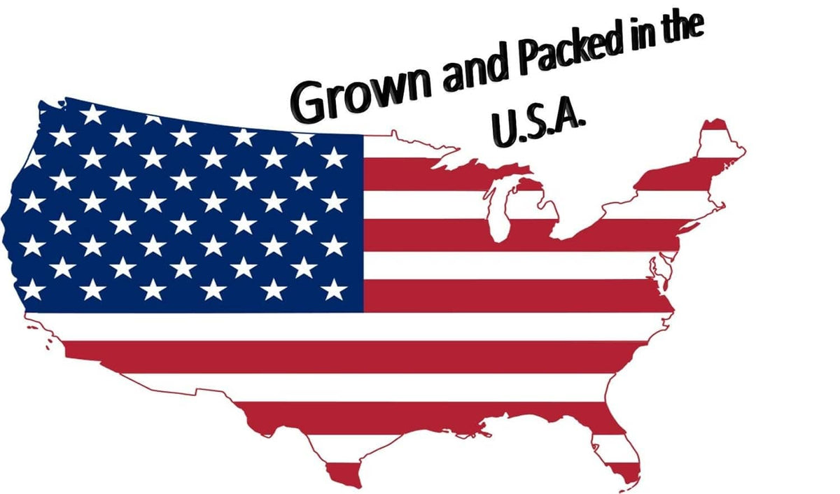 U.S.A. grown and packed graphic on a product label