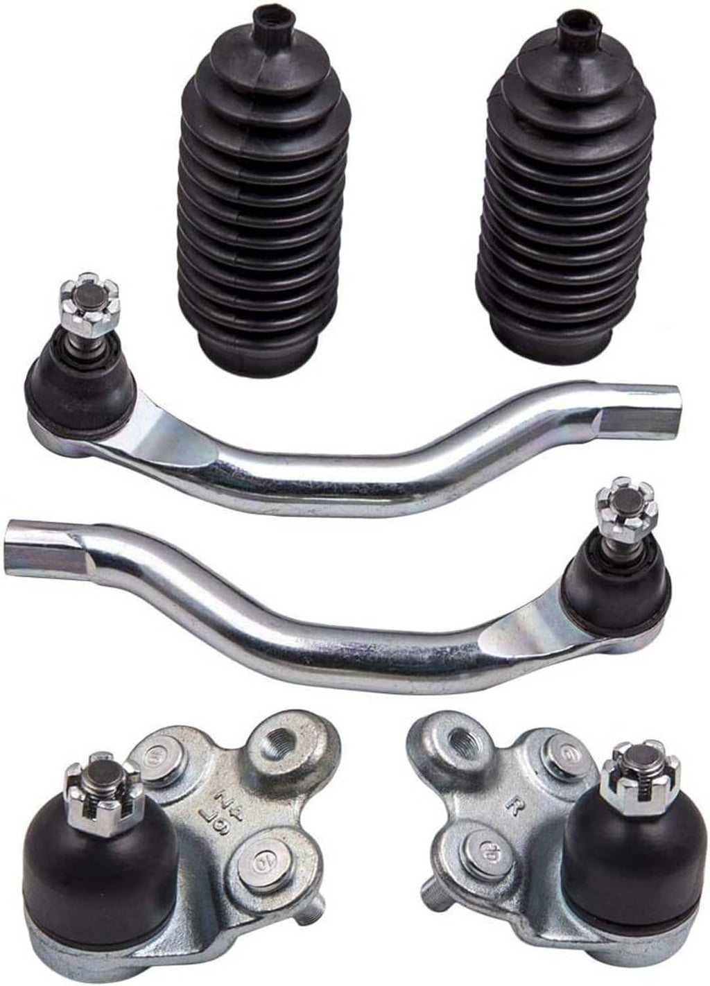 Front lower control arms set with black boots and steel ball-joint links