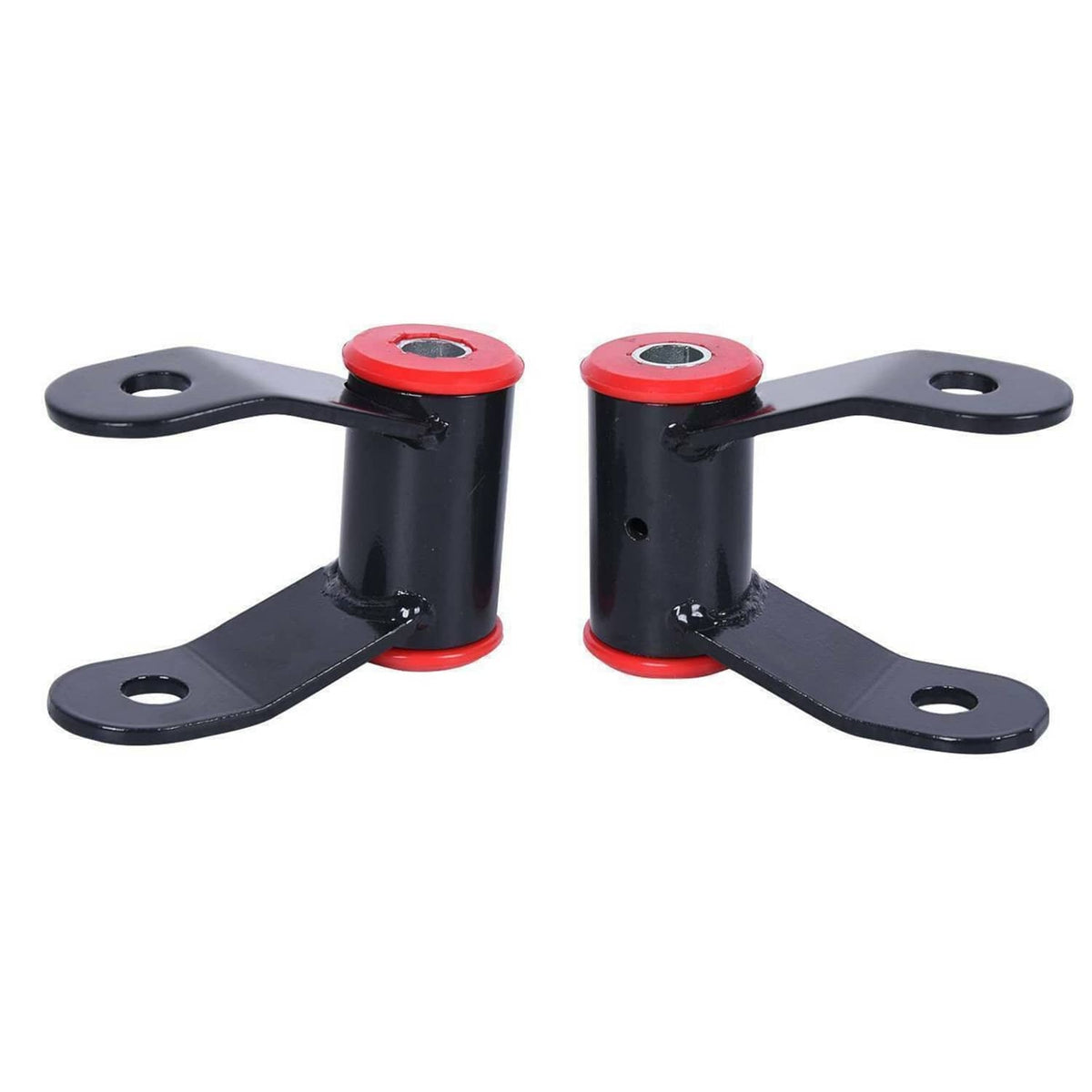 Rear lift shackle set with two black brackets and red-centered cylindrical spacers