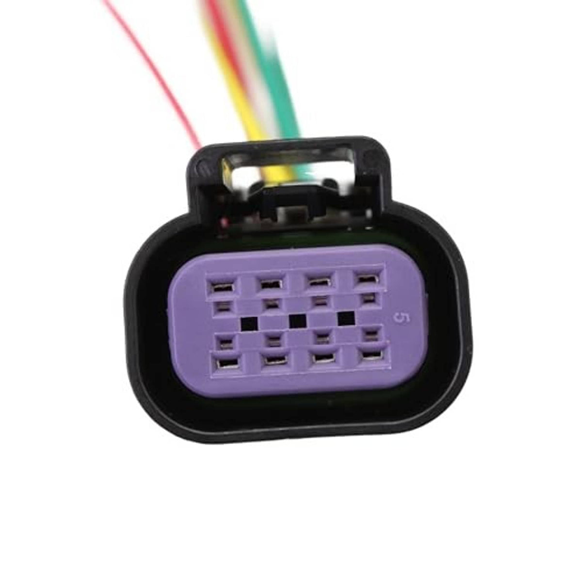 Throttle connector face with purple multi-pin socket inside black housing