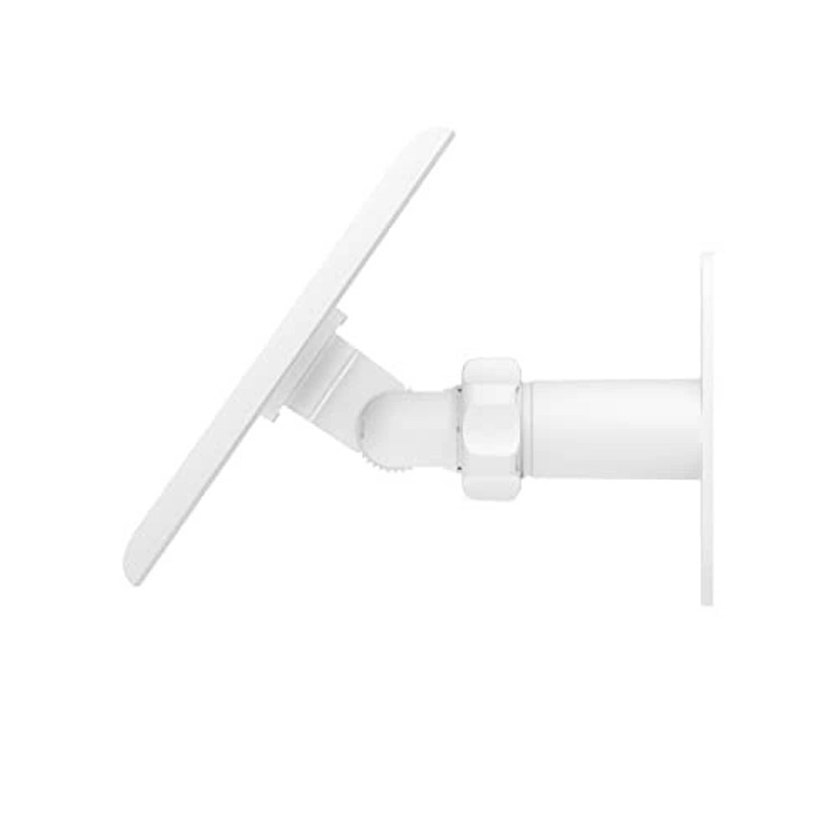 White solar panel mounting arm with cable and clamp connector