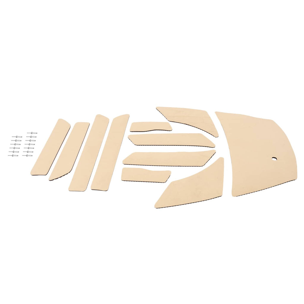 Traction mat foot pad set, tan ribbed adhesive pads with screw kit