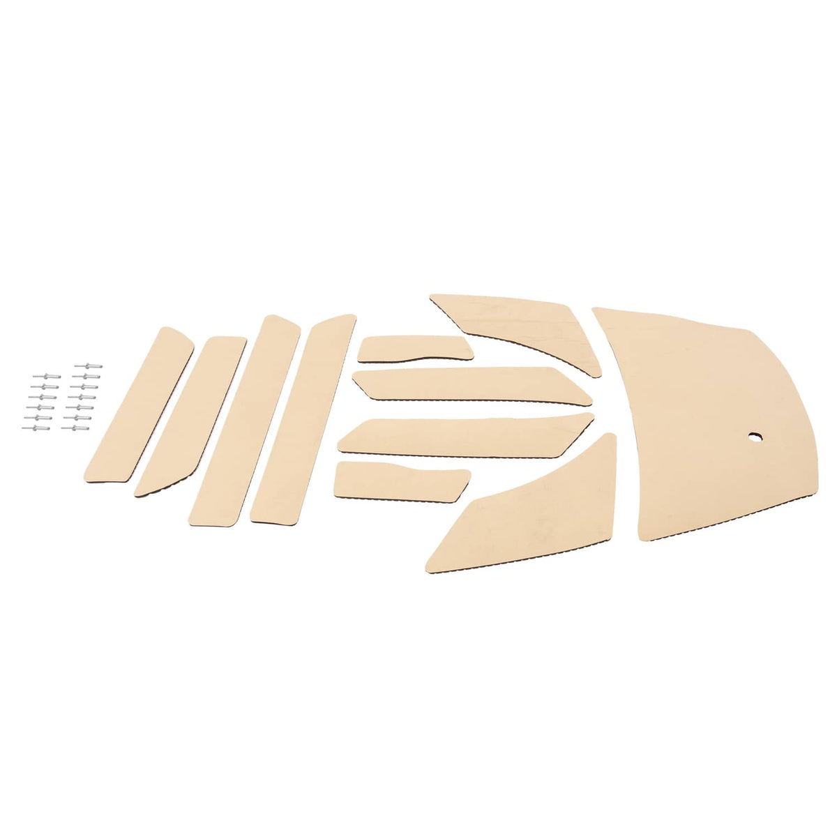 Traction mat foot pad set, tan ribbed adhesive pads with screw kit