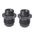 Pair of black AN-to-ORB adapter fittings with hex body and male threaded ends