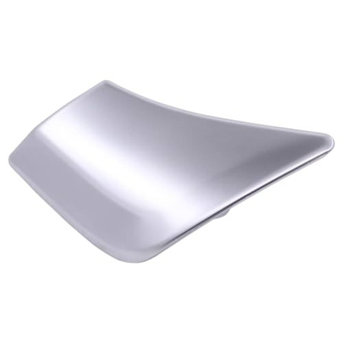 Silver seat down handle cover, rectangular curved panel with rounded corners