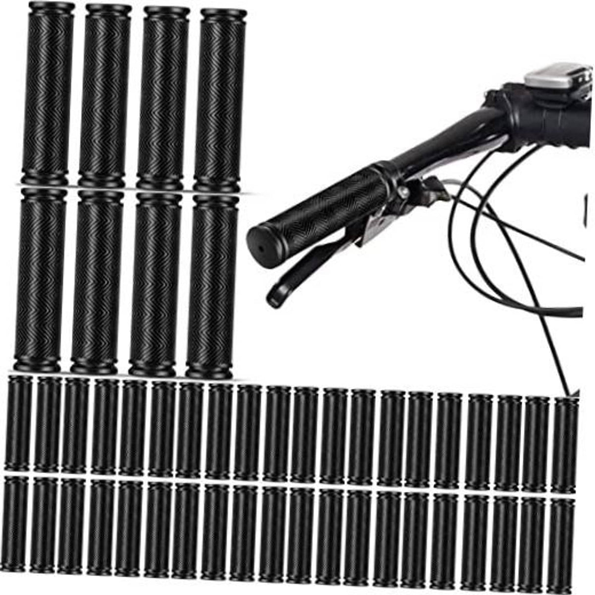 48-pack of black rubber bike handlebar grips, textured zigzag for non-slip hold