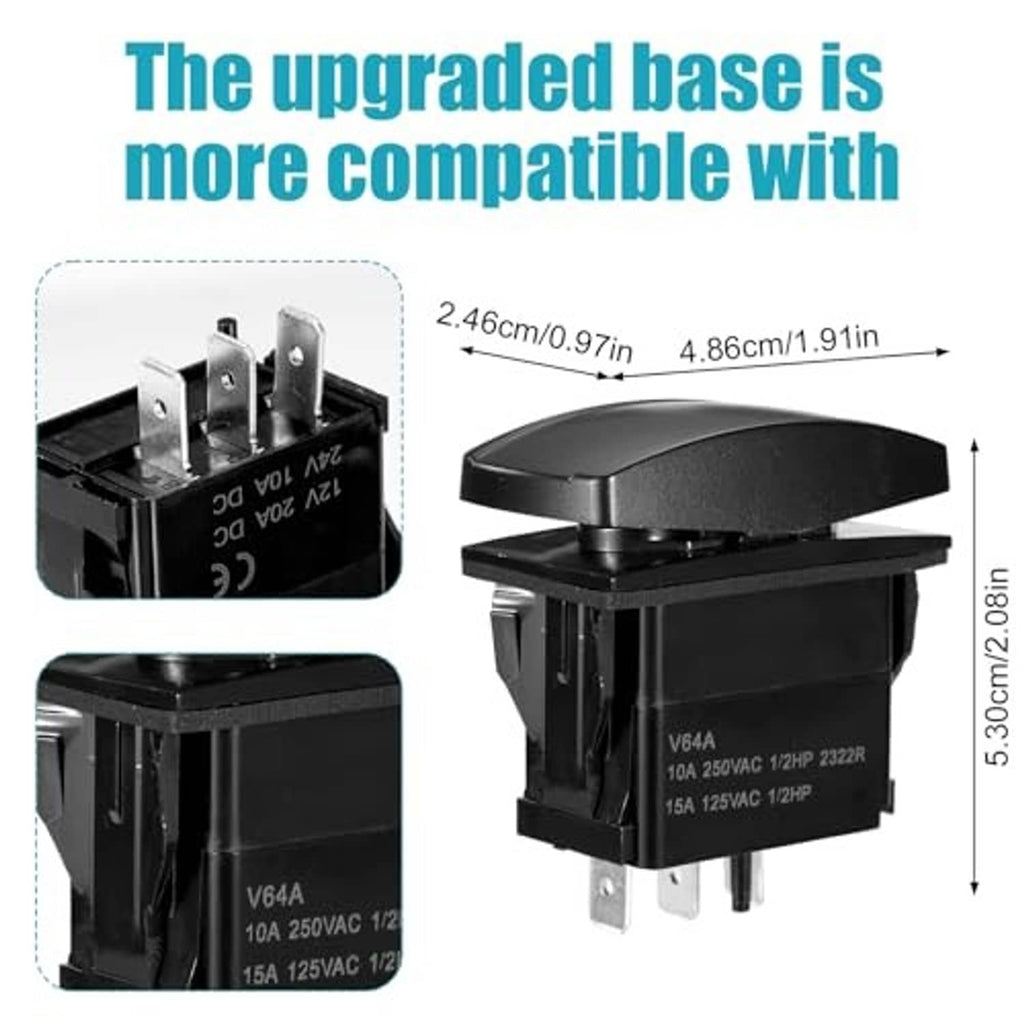 Electric golf cart forward reverse switch, black top actuator with metal pin terminals