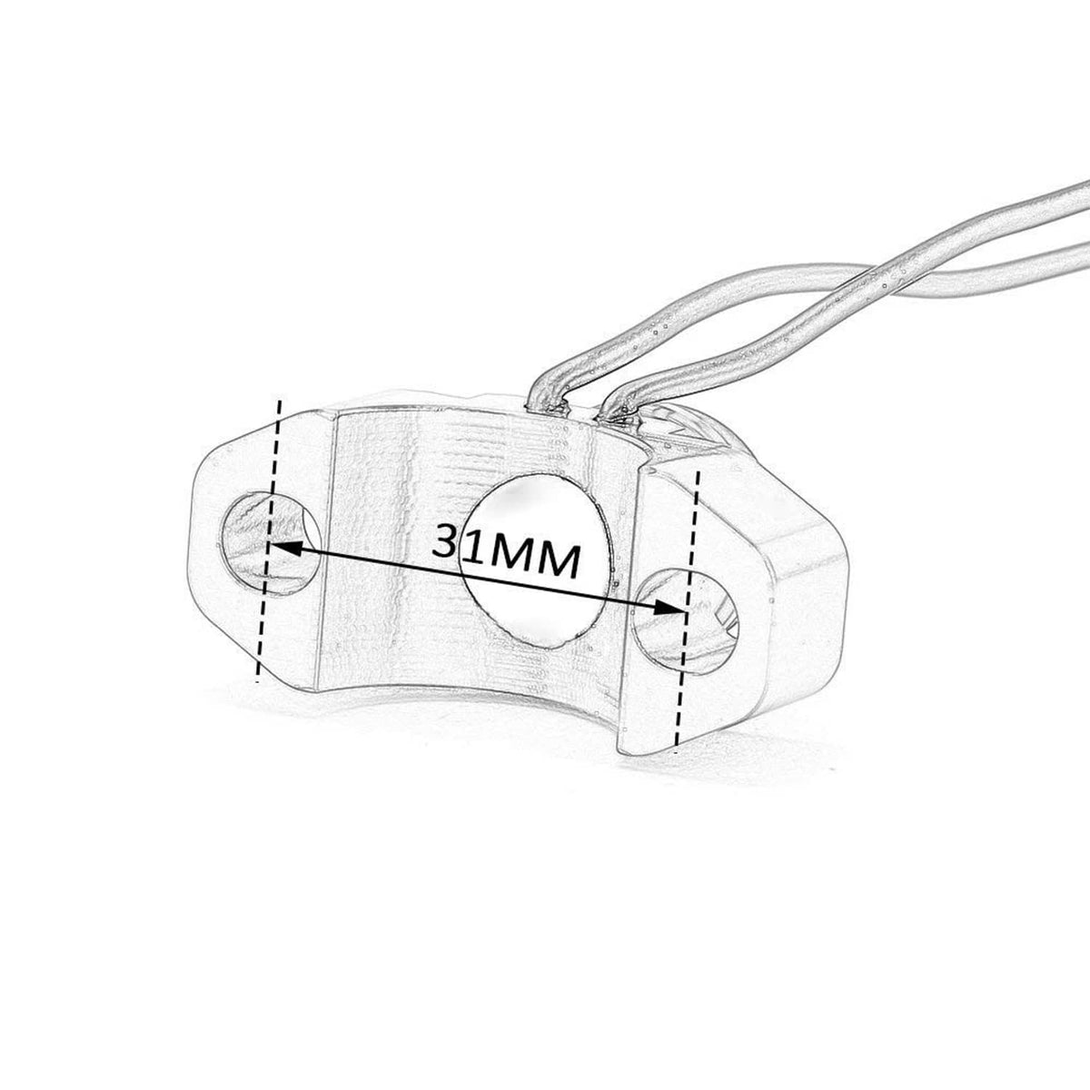 Switch mounting template showing 31 mm width for CNC kill switch