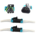 Sealed headlight connector pigtail pair with male and female terminals