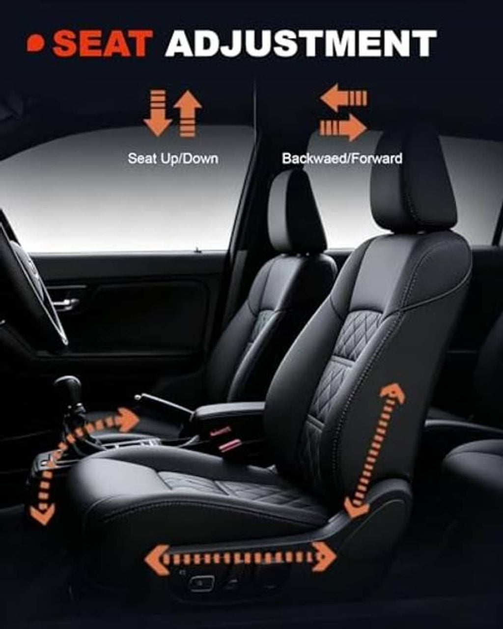 Seat adjustment direction diagram for a power seat adjustment switch