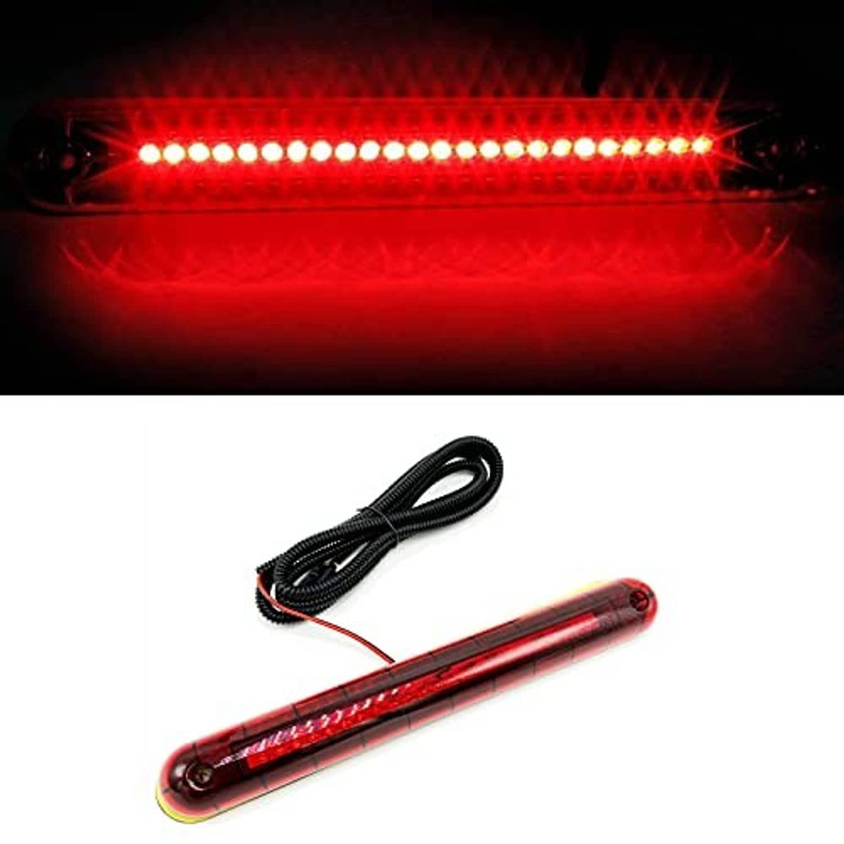 Red LED brake light bar illuminated with multiple bright LED points