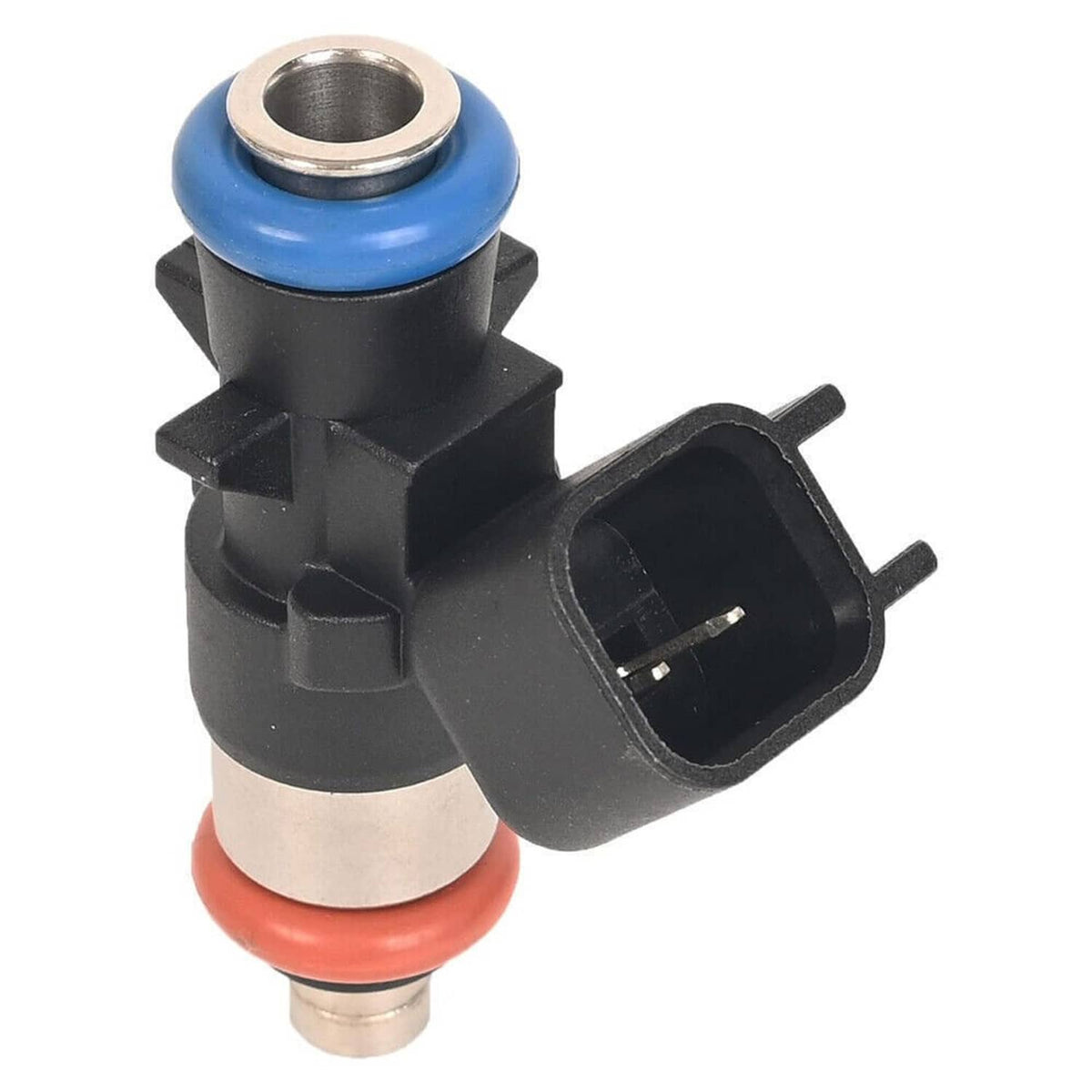Single fuel injector with black body, blue seal, and orange tip