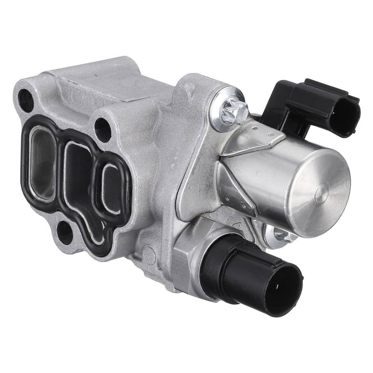 Solenoid spool valve with aluminum housing and two black sensor ports