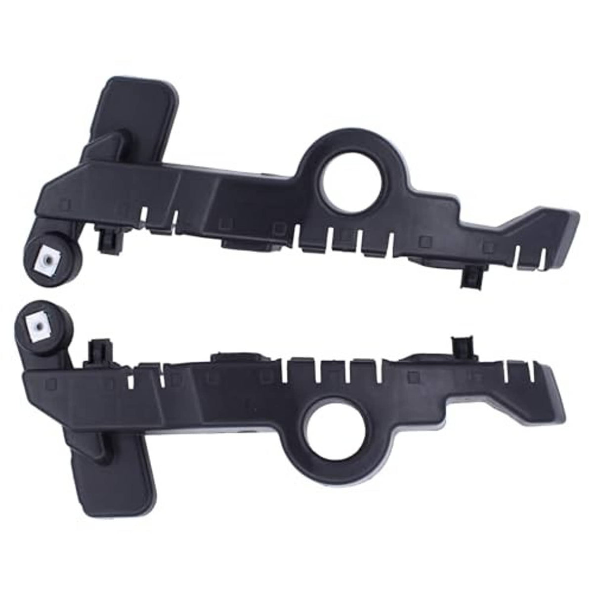 Black bumper bracket guide with round hole and side mounting clips