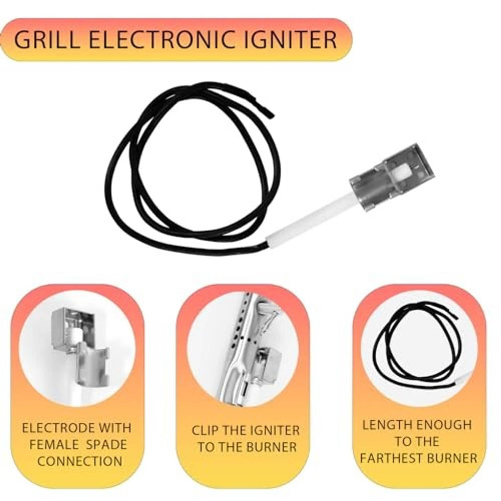Gas grill electronic igniter lead wire with electrode and connector