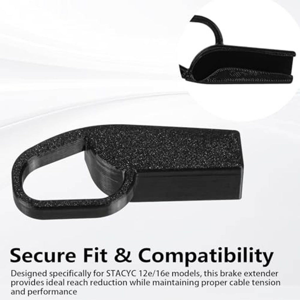 Black brake lever extension pair with textured loop grips, secure fit