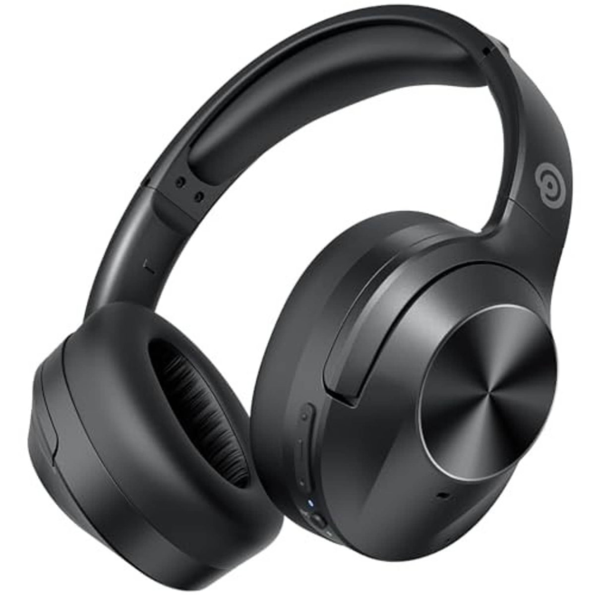 Black over-ear headphones with swivel earcups and plush cushioned pads