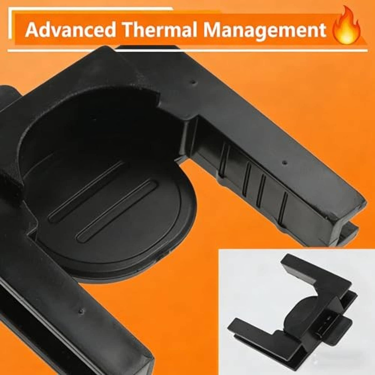 Black radiator upper bracket assembly with curved slot and mounting tabs