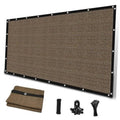 Woven sun shade cloth panel with metal grommets, brown mesh weave border