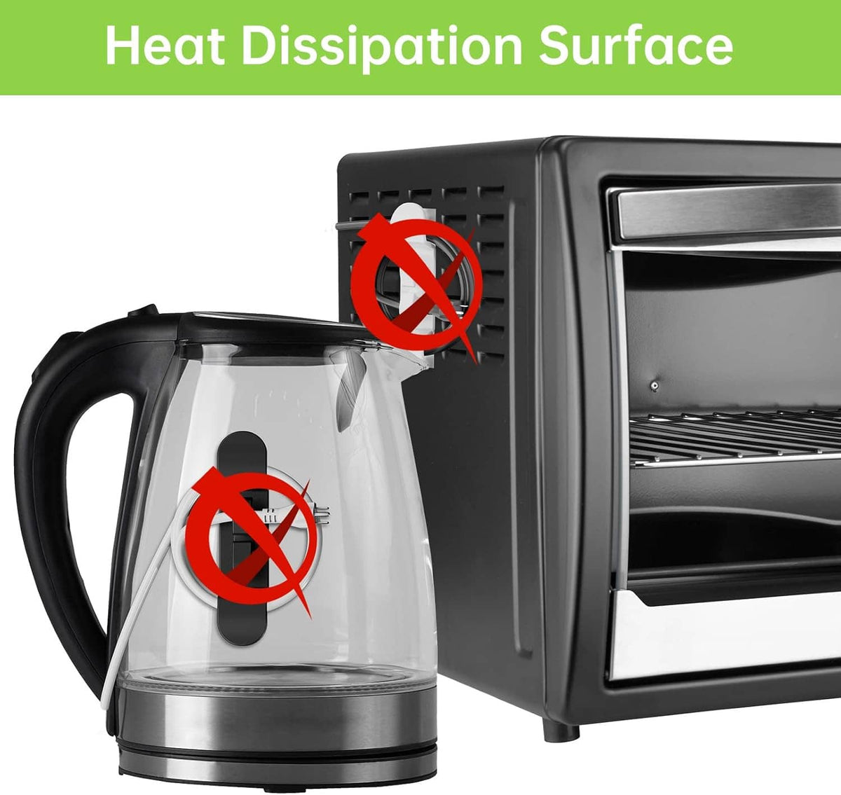 Appliance cord holder clip with black wrap attached to a kettle cord