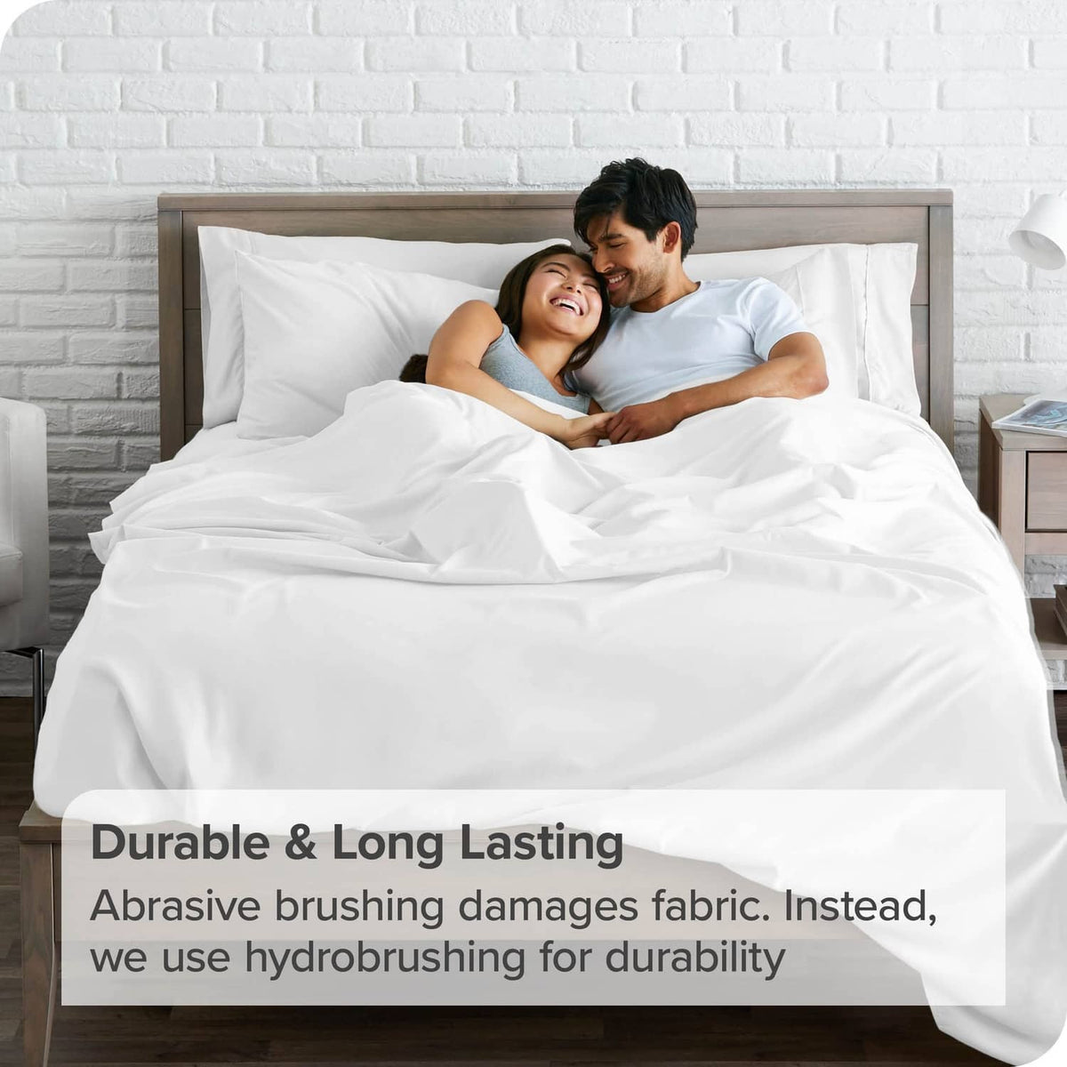 White twin flat sheet bedding set on a mattress, with two layers of soft drape