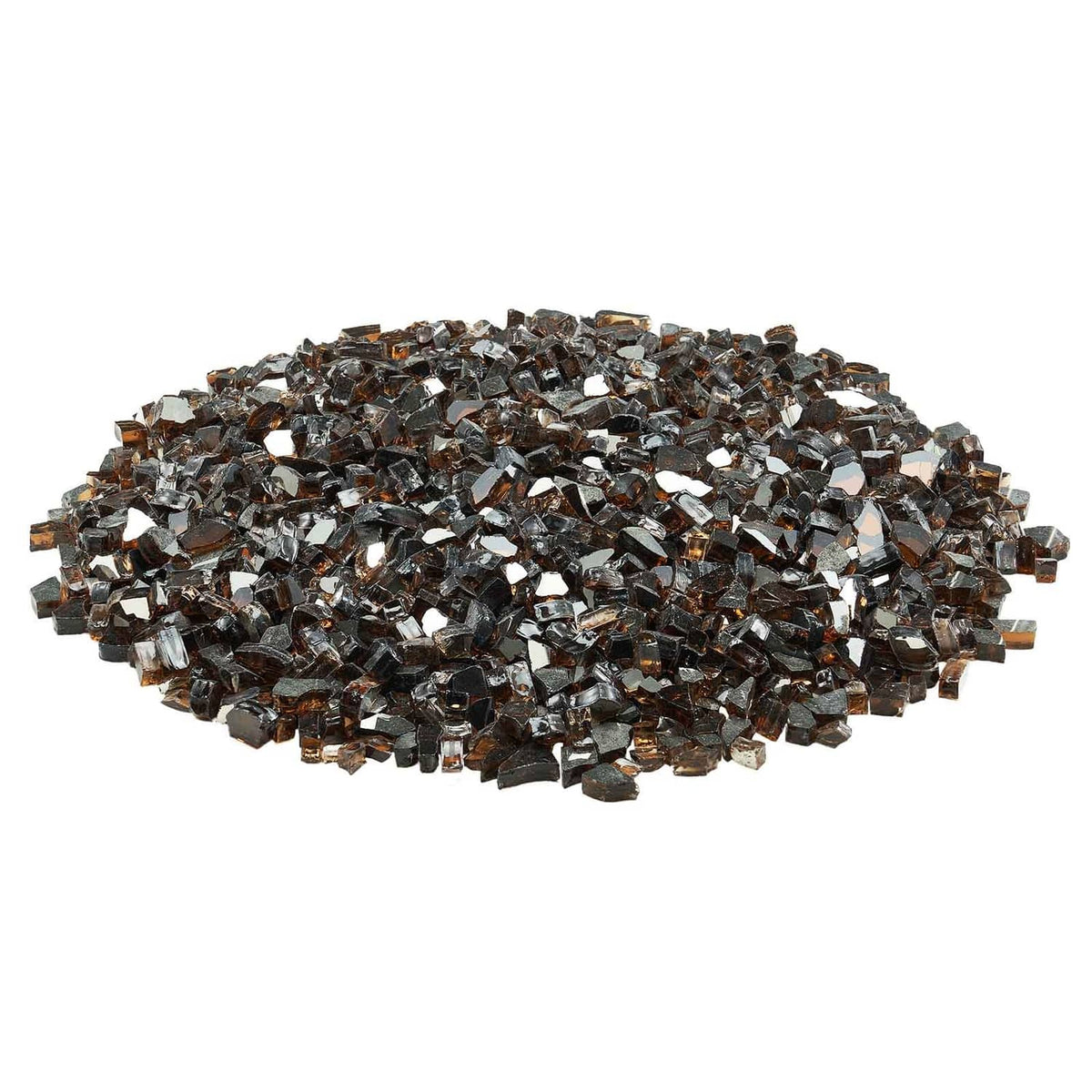 Fire pit glass rocks, copper and dark bronze crushed glass pieces